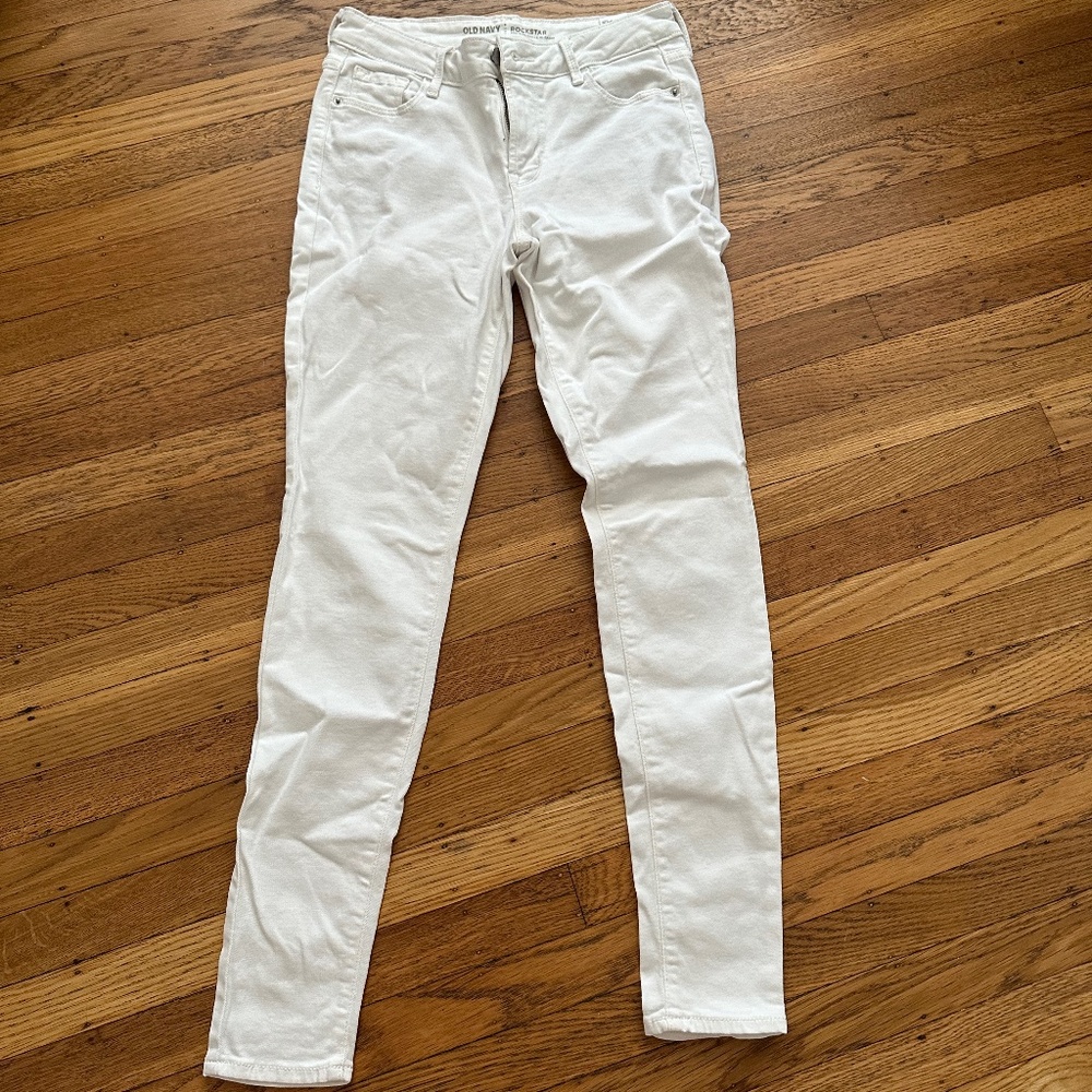 Old navy White Rockstar Mid-Rise Skinny Jeans